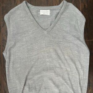 Christian Dior Homme Sleeveless V-Neck Sweater Vest - Gray Size Large